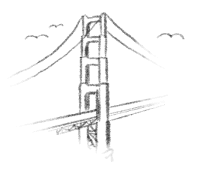 a drawing of the golden gate bridge