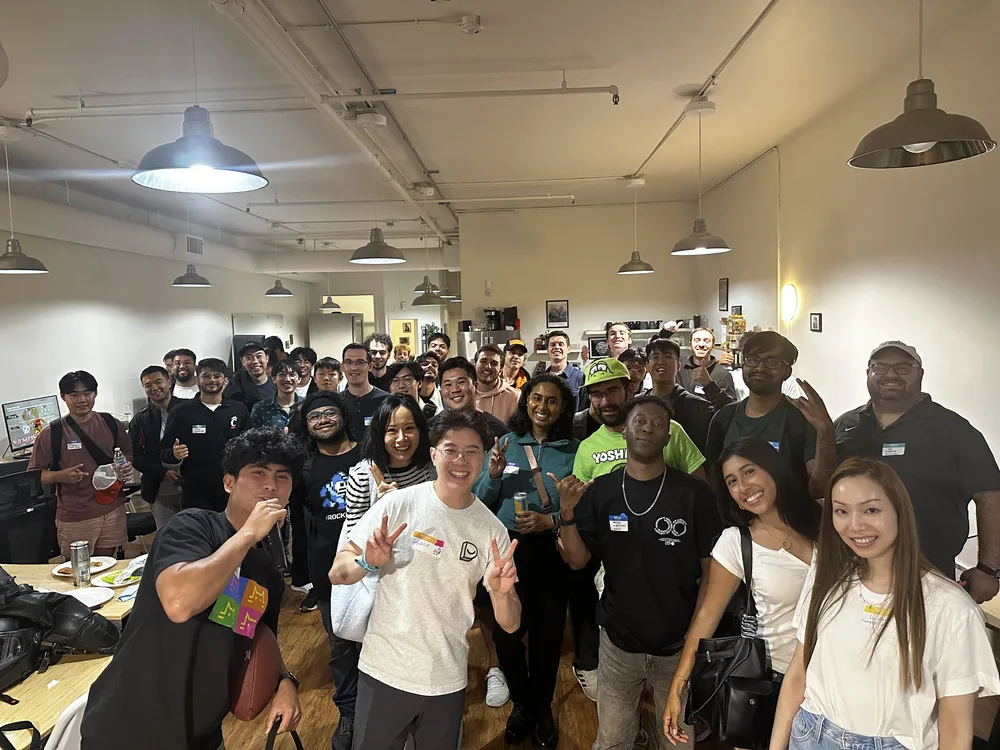 Group photo of attendees at the Dosu Agents + Smash night
