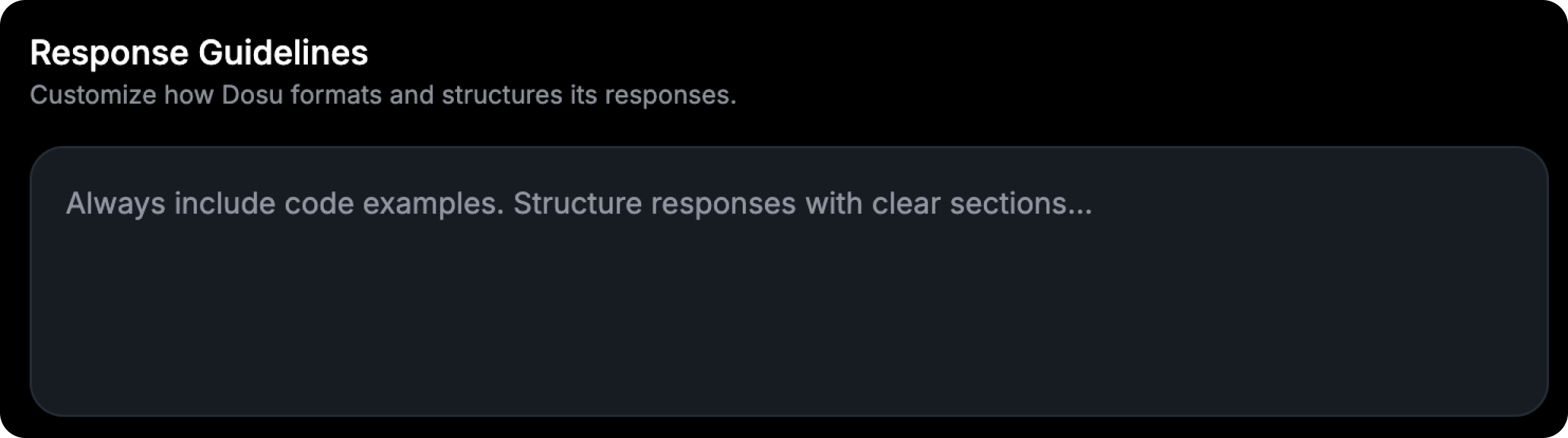 The settings page for Response Guidelines.