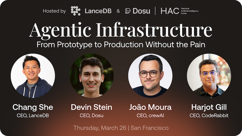 Event poster for 'Agentic Infrastructure: From prototype to production without the pain'